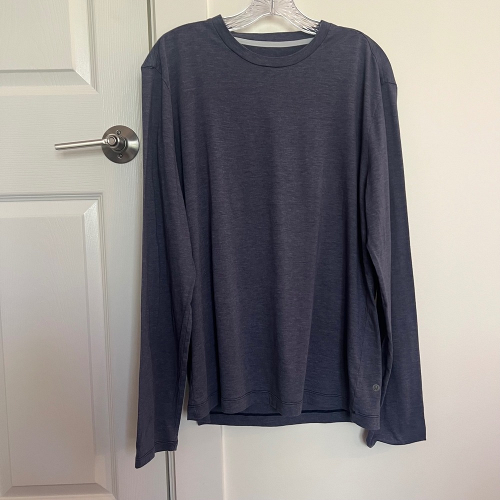 Lululemon Mens Metal Vent Tech Long Sleeve Shirt Heathered Navy Blue‎ XL